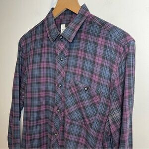 Men’s | Topman Black, Blue, Purple Plaid Button Down | Medium